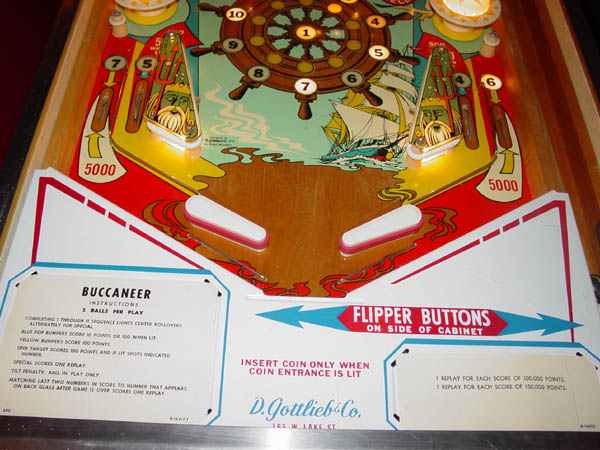 Buccaneer Pinball By D. Gottlieb & Company - Photo